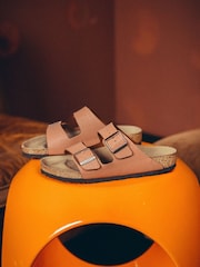 Birkenstock Tan Brown Arizona Birko Flor Nubuck Sandals - Image 2 of 4