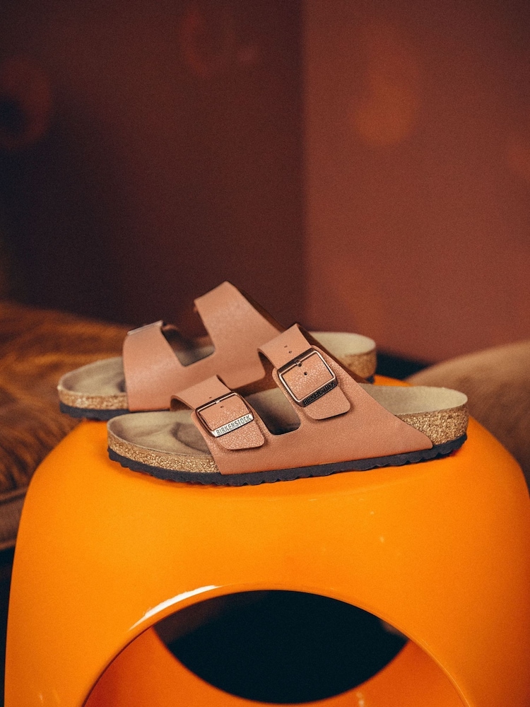 Birkenstock Tan Brown Arizona Birko Flor Nubuck Sandals - Image 2 of 4