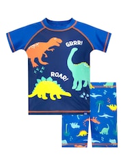 Harry Bear Blue Dinosaur Print Boys Two Piece Swim Set - Image 1 of 4
