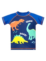 Harry Bear Blue Dinosaur Print Boys Two Piece Swim Set - Image 2 of 4