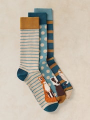 White Stuff Natural Woodland Ankle Socks 3 Pack - Image 1 of 2