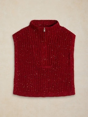 White Stuff Red Half Zip Collar Poncho - Image 2 of 3