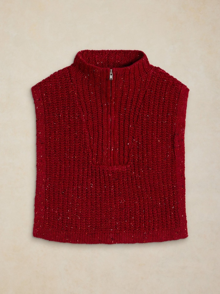 White Stuff Red Half Zip Collar Poncho - Image 2 of 3 White Stuff Red Half Zip Collar Poncho - Image 2 of 3