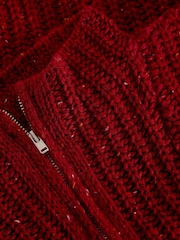 White Stuff Red Half Zip Collar Poncho - Image 3 of 3