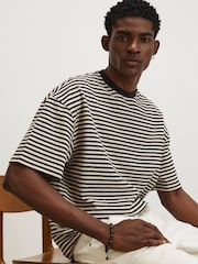 River Island Brown Boxy Fit Stripe T-Shirt - Image 3 of 4