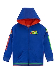 Character Blue Super Mario Zip Up 100% Cotton Hoodie - Image 1 of 5