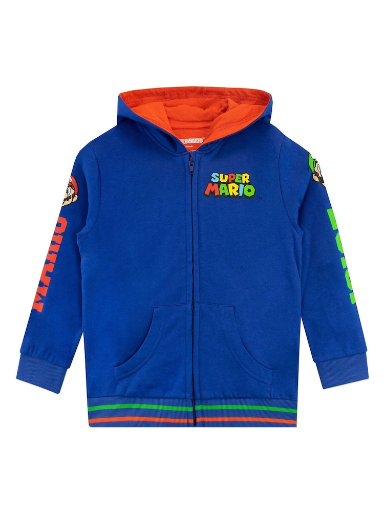 Character Blue Super Mario Zip Up 100% Cotton Hoodie - Image 2 of 5