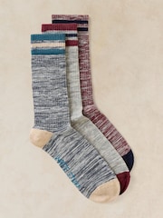White Stuff Blue Sport Rib Ankle Socks 3 Pack - Image 1 of 2