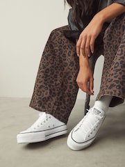 Converse White Platform Lift Chuck Ox Leather Trainers - Image 1 of 14