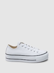 Converse White Platform Lift Chuck Ox Leather Trainers - Image 4 of 14
