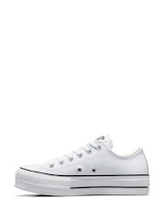 Converse White Platform Lift Chuck Ox Leather Trainers - Image 5 of 14