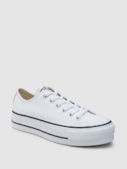 Converse White Platform Lift Chuck Ox Leather Trainers - Image 6 of 14