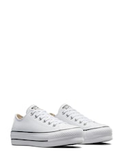 Converse White Platform Lift Chuck Ox Leather Trainers - Image 7 of 14