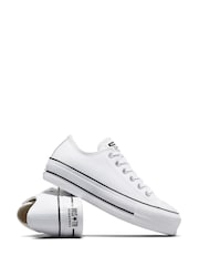 Converse White Platform Lift Chuck Ox Leather Trainers - Image 9 of 14
