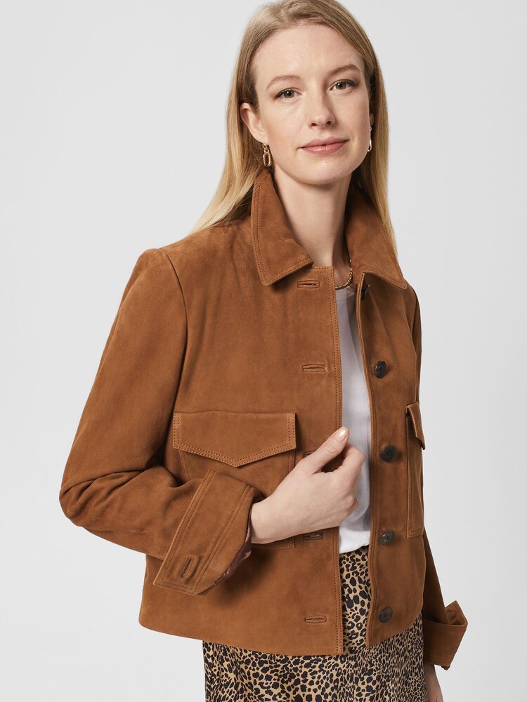 Hobbs Brown Suede Ashlee Jacket - Image 1 of 4 Hobbs Brown Suede Ashlee Jacket - Image 1 of 4