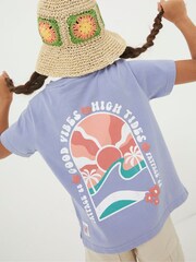 FatFace Blue Good Vibes T-Shirt - Image 2 of 4