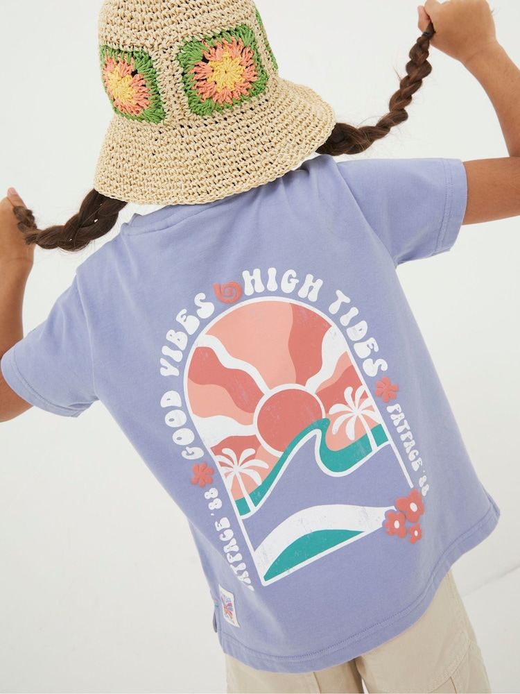 FatFace Blue Good Vibes T-Shirt - Image 2 of 4