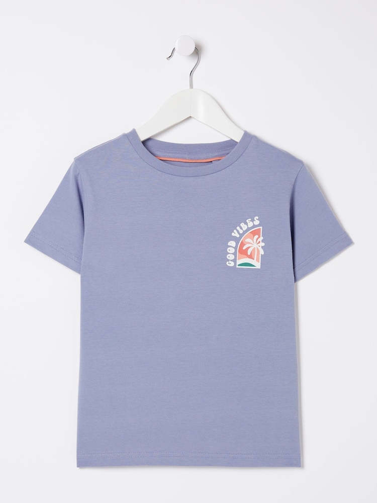 FatFace Blue Good Vibes T-Shirt - Image 4 of 4