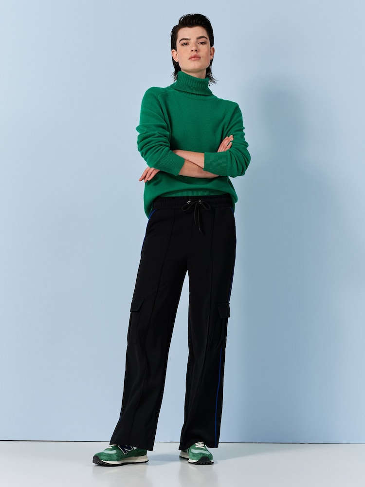 Black Side Stripe Wide Leg Trousers - Image 2 of 7