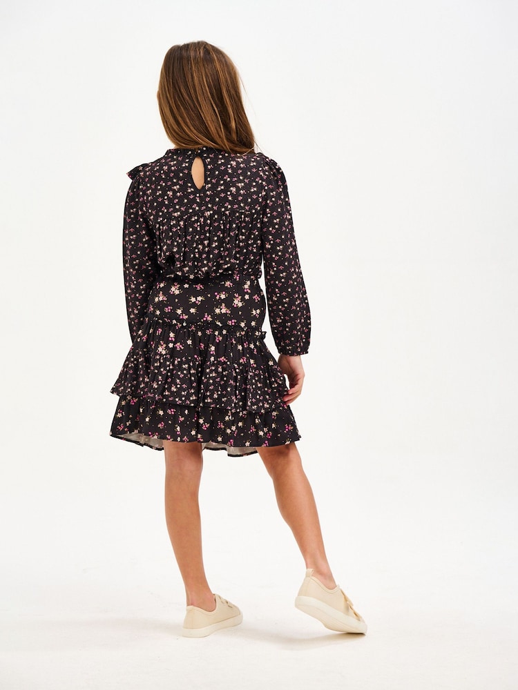 Nicole Miller Mixed Floral Black Blouse - Image 2 of 3