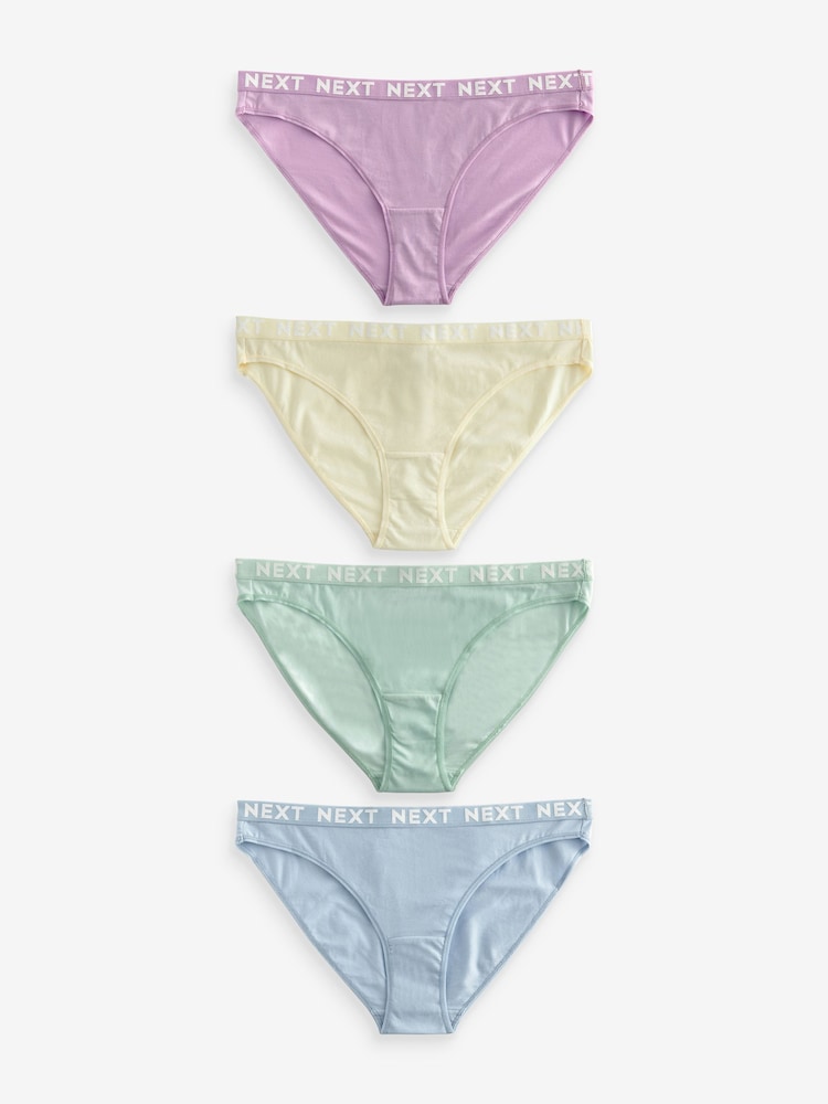 Pastel Tone High Leg Logo Knickers 4 Pack - Image 5 of 10
