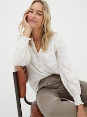 FatFace Natural Poppy Embroidered Blouse - Image 3 of 6