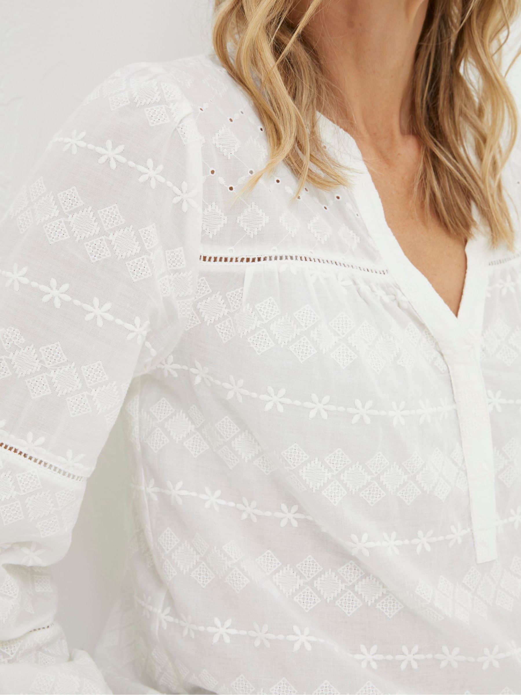 FatFace Natural Poppy Embroidered Blouse - Image 5 of 6
