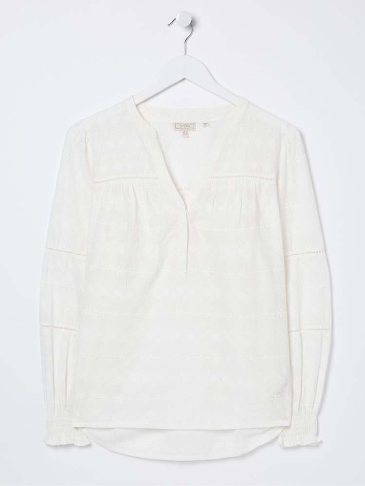 FatFace Natural Poppy Embroidered Blouse - Image 6 of 6