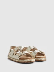 River Island Gold Weave Buckle Footbed Sandals - Image 3 of 5
