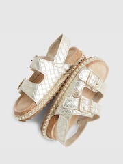 River Island Gold Weave Buckle Footbed Sandals - Image 5 of 5