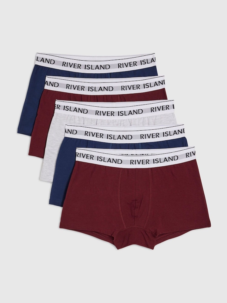 River Island Pink Waistband Trunks 5 Pack - Image 1 of 1 River Island Pink Waistband Trunks 5 Pack - Image 1 of 1