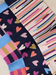 White Stuff Blue Geo Heart Print Socks 3 Pack - Image 2 of 2