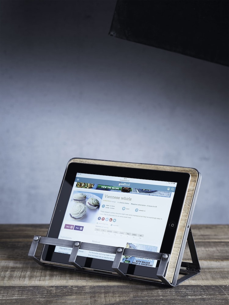 Industrial Kitchen Grey Mango Wood Cookbook Stand - Image 1 of 3