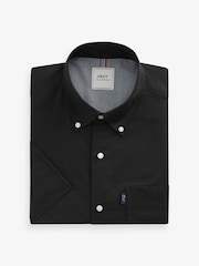 Black Regular Fit Short Sleeve Easy Iron Button Down Oxford Shirt - Image 5 of 7