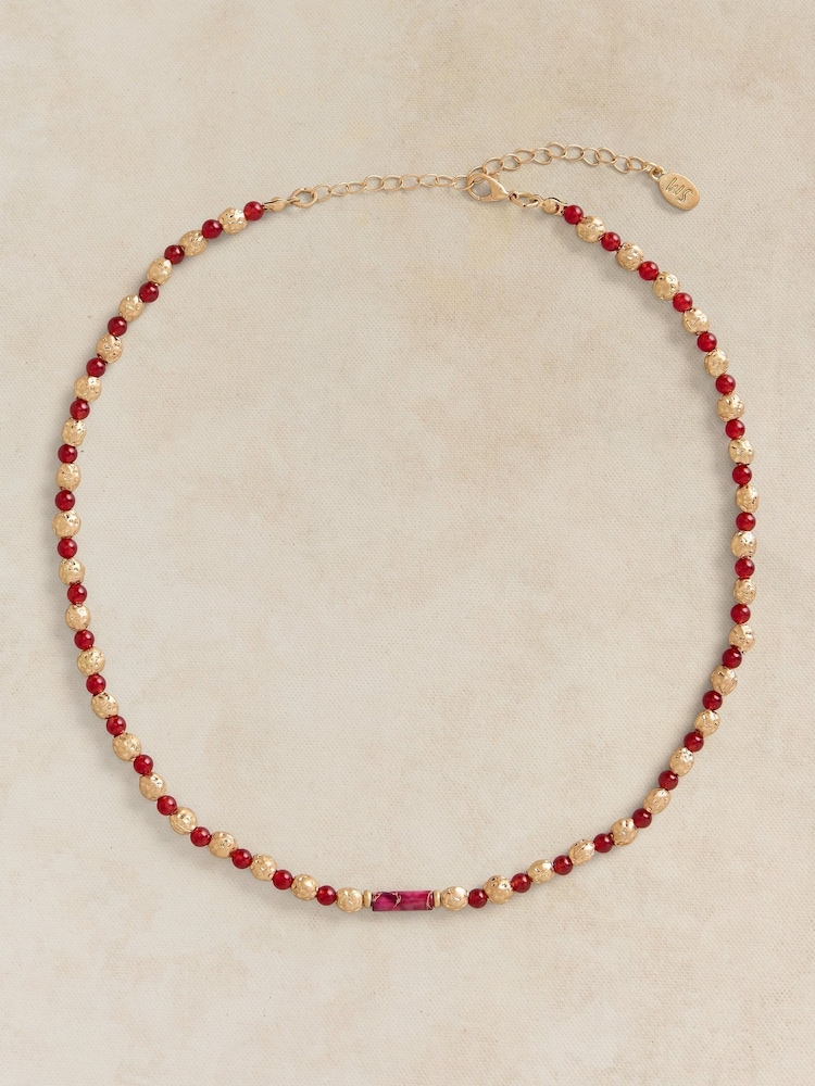 White Stuff Gold Tone Semi-Precious Bead Necklace - Image 1 of 2 White Stuff Gold Tone Semi-Precious Bead Necklace - Image 1 of 2