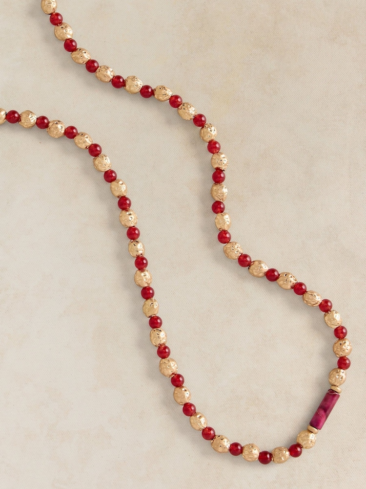 White Stuff Gold Tone Semi-Precious Bead Necklace - Image 2 of 2 White Stuff Gold Tone Semi-Precious Bead Necklace - Image 2 of 2