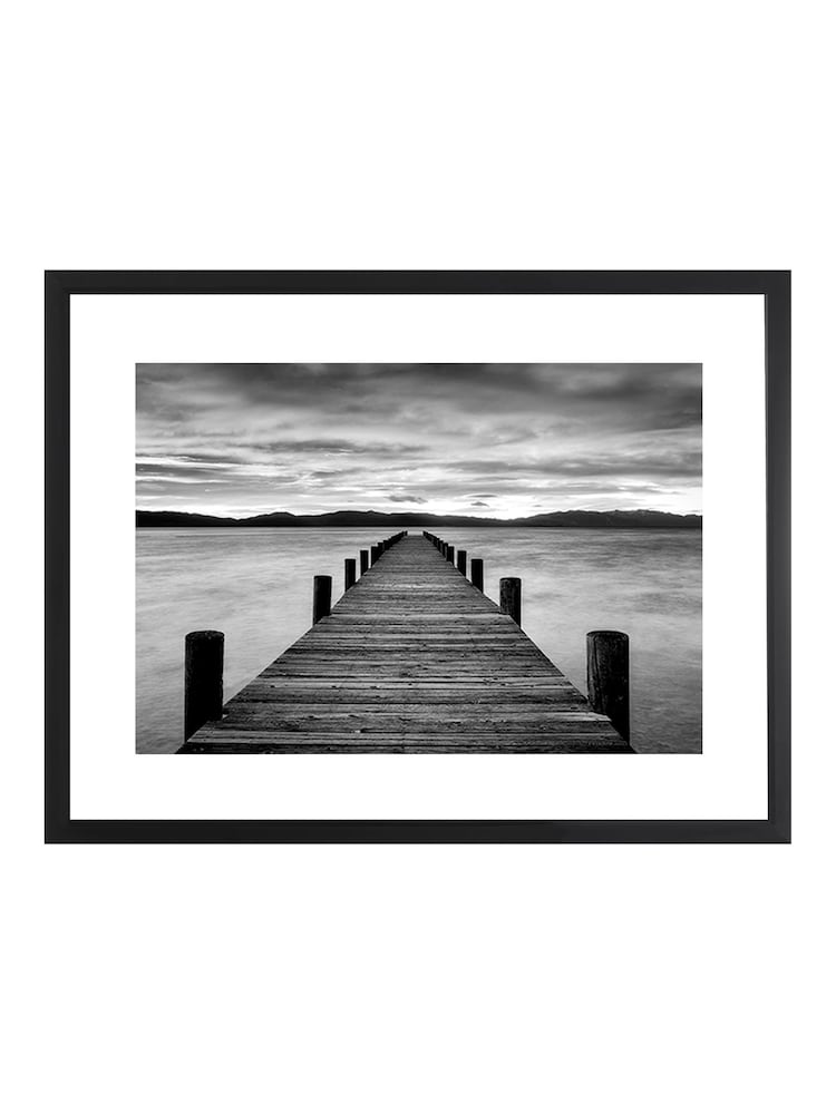 Brookpace Lascelles Black Morning Pier Wall Art In Matt Black Frame - Image 1 of 1