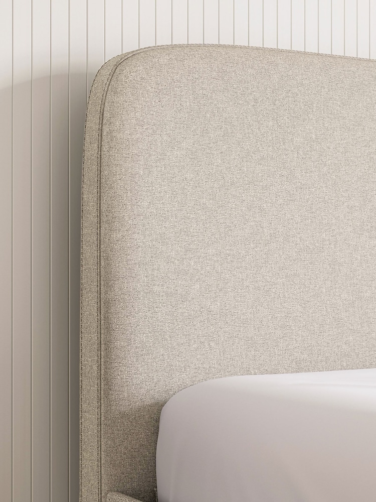 Natural Light Tweedy Plain Matson Upholstered Bed Frame - Image 2 of 8