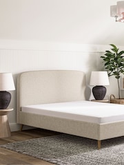 Natural Light Tweedy Plain Matson Upholstered Bed Frame - Image 5 of 8