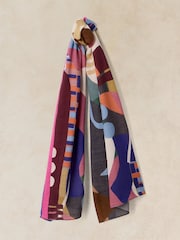 White Stuff Blue Mia Midweight Printed Scarf - Image 1 of 3