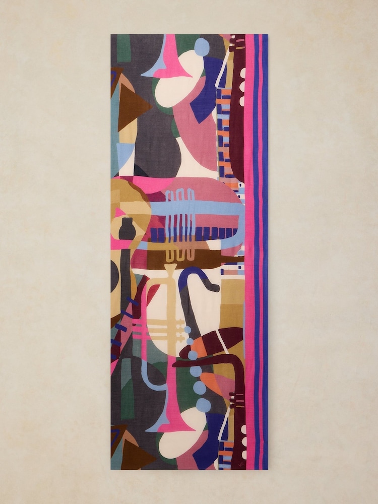 White Stuff Blue Mia Midweight Printed Scarf - Image 2 of 3