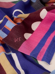 White Stuff Blue Mia Midweight Printed Scarf - Image 3 of 3