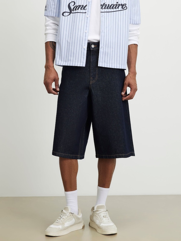 River Island Navy Dark Rinse Denim Jorts - Image 3 of 3
