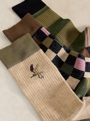 White Stuff Green Bird Rib Ankle Socks 3 Pack - Image 2 of 2