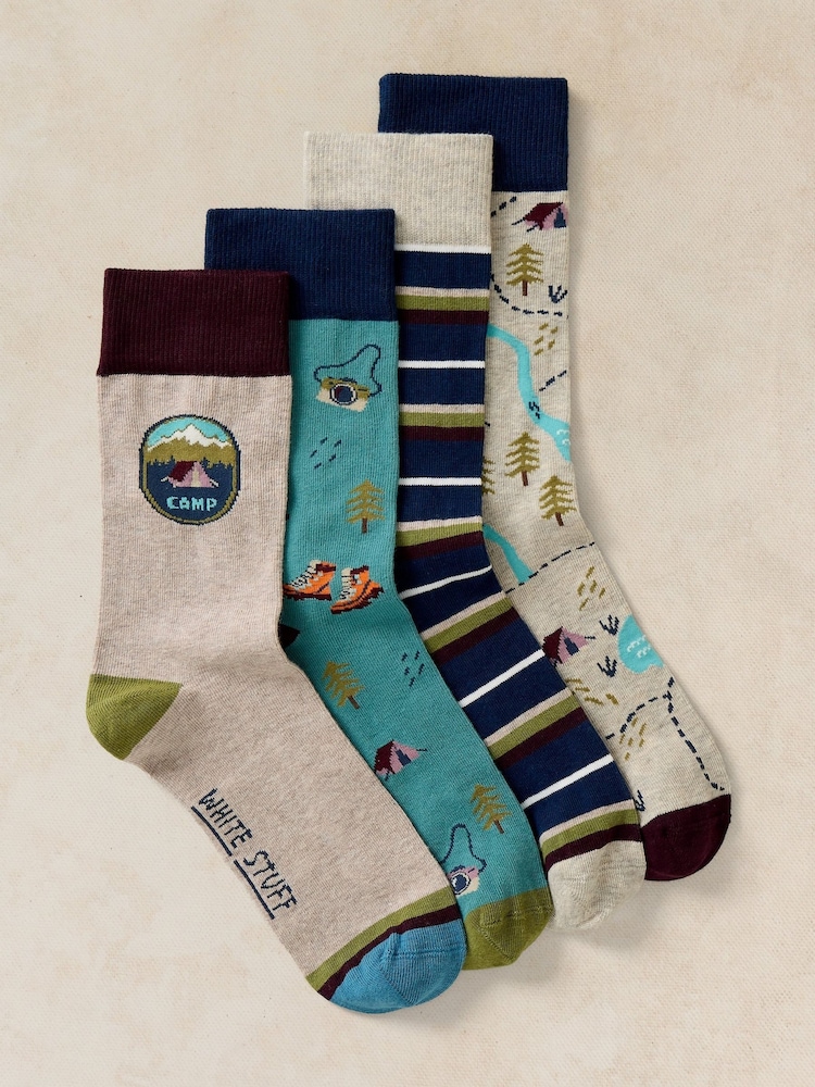 White Stuff Grey Camping Ankle Socks 4 Pack - Image 1 of 3