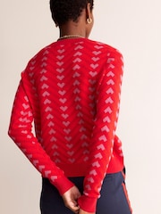 Boden Red Jacquard Jumper - Image 2 of 7