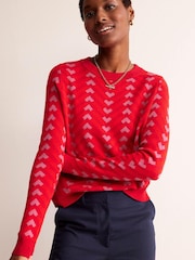 Boden Red Jacquard Jumper - Image 3 of 7