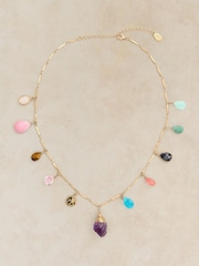 White Stuff Gold Tone Semi-Precious Charm Necklace - Image 1 of 2