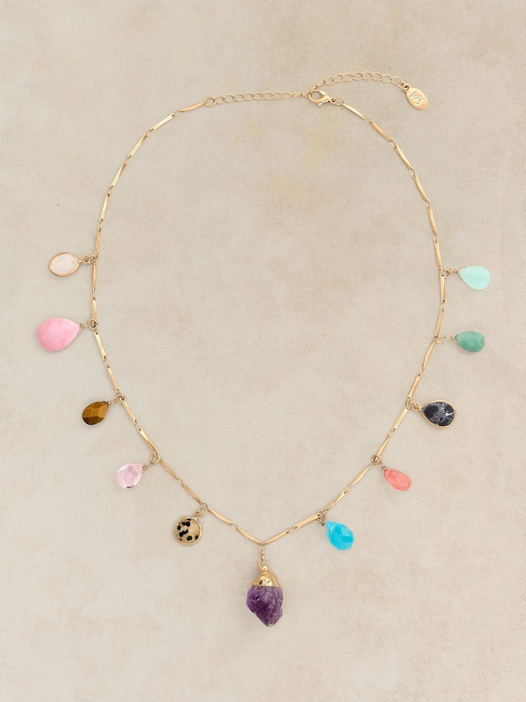 White Stuff Gold Tone Semi-Precious Charm Necklace - Image 1 of 2