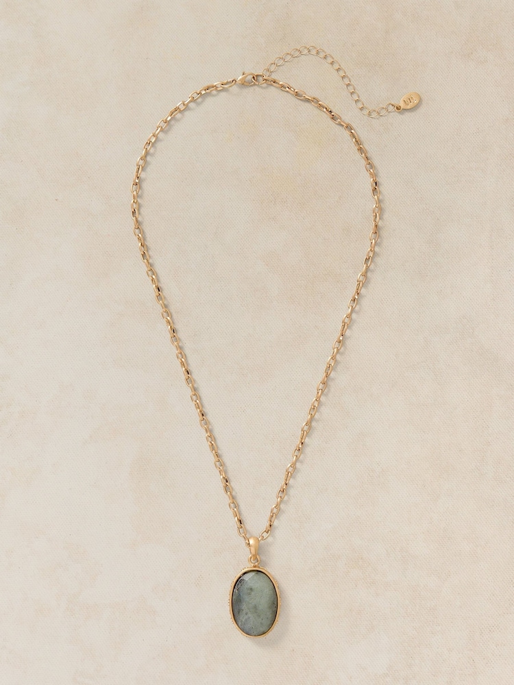 White Stuff Gold Tone Semi-Precious Locket Necklace - Image 1 of 2
